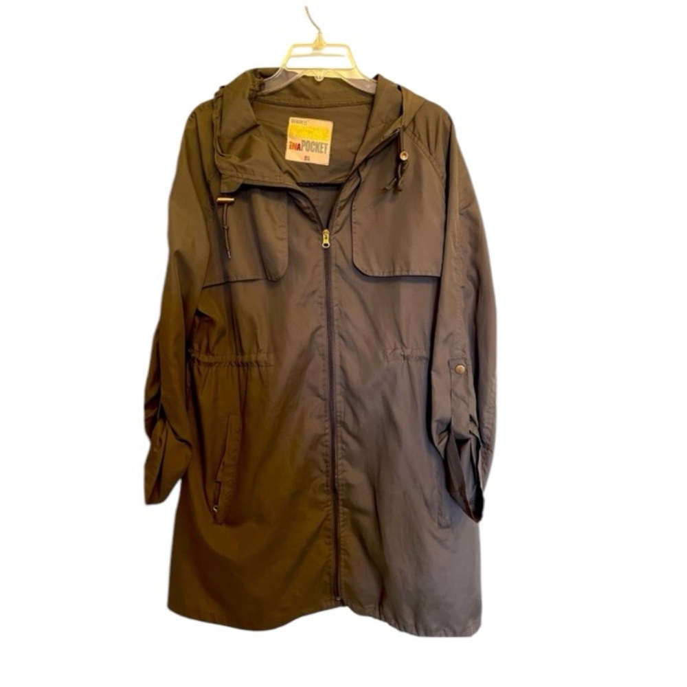 Denim and Co Brand Parka Rain Coat Fits Size Medium Color Tan